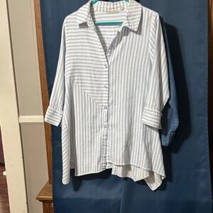 Soft Surroundings Blue and White Striped Top